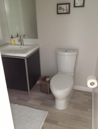 New Marble Floors, vanity and toilet
